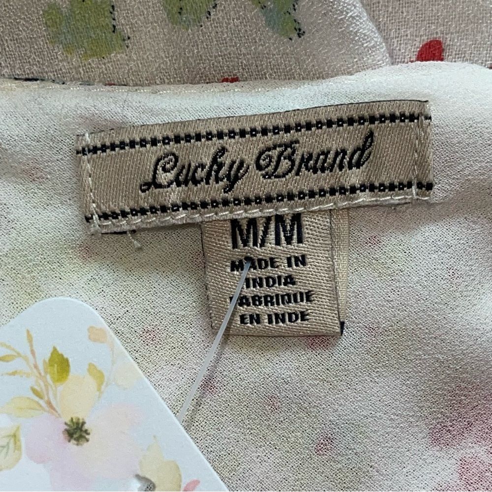 Lucky Brand Sleeveless V Neck Red Pink Floral Print Maxi Dress Size Medium - Picture 4 of 12